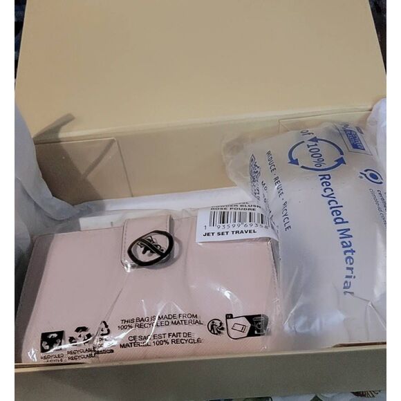 NWT~MICHAEL KORS Jet Set Travel Powder Blush Crossgrain Leather Tri-Fold Wallet - Picture 3 of 6